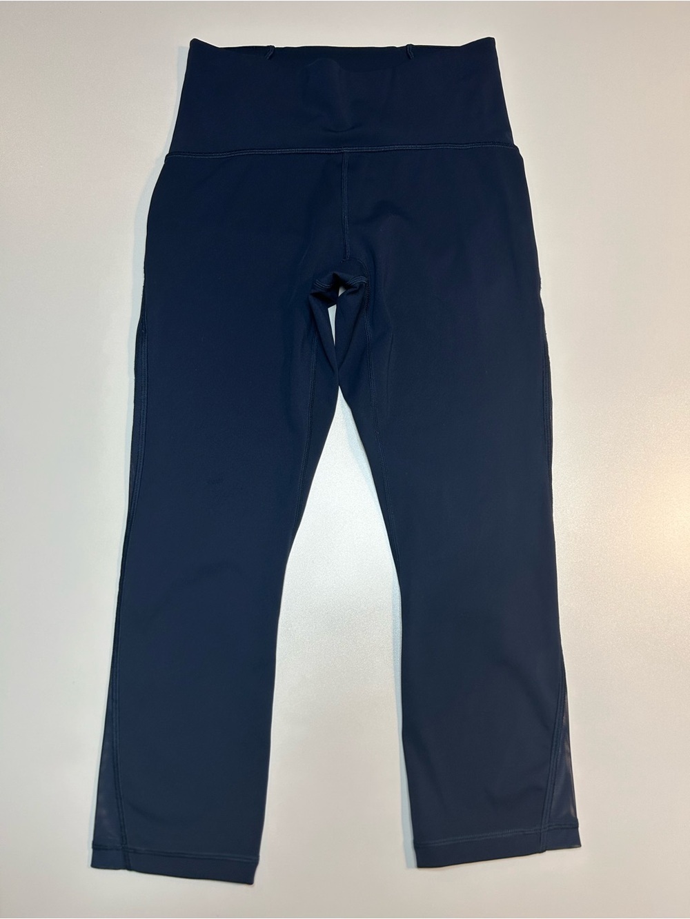 Lululemon Train Times Crop Midnight Navy Blue Mesh Panel Leggings Tights